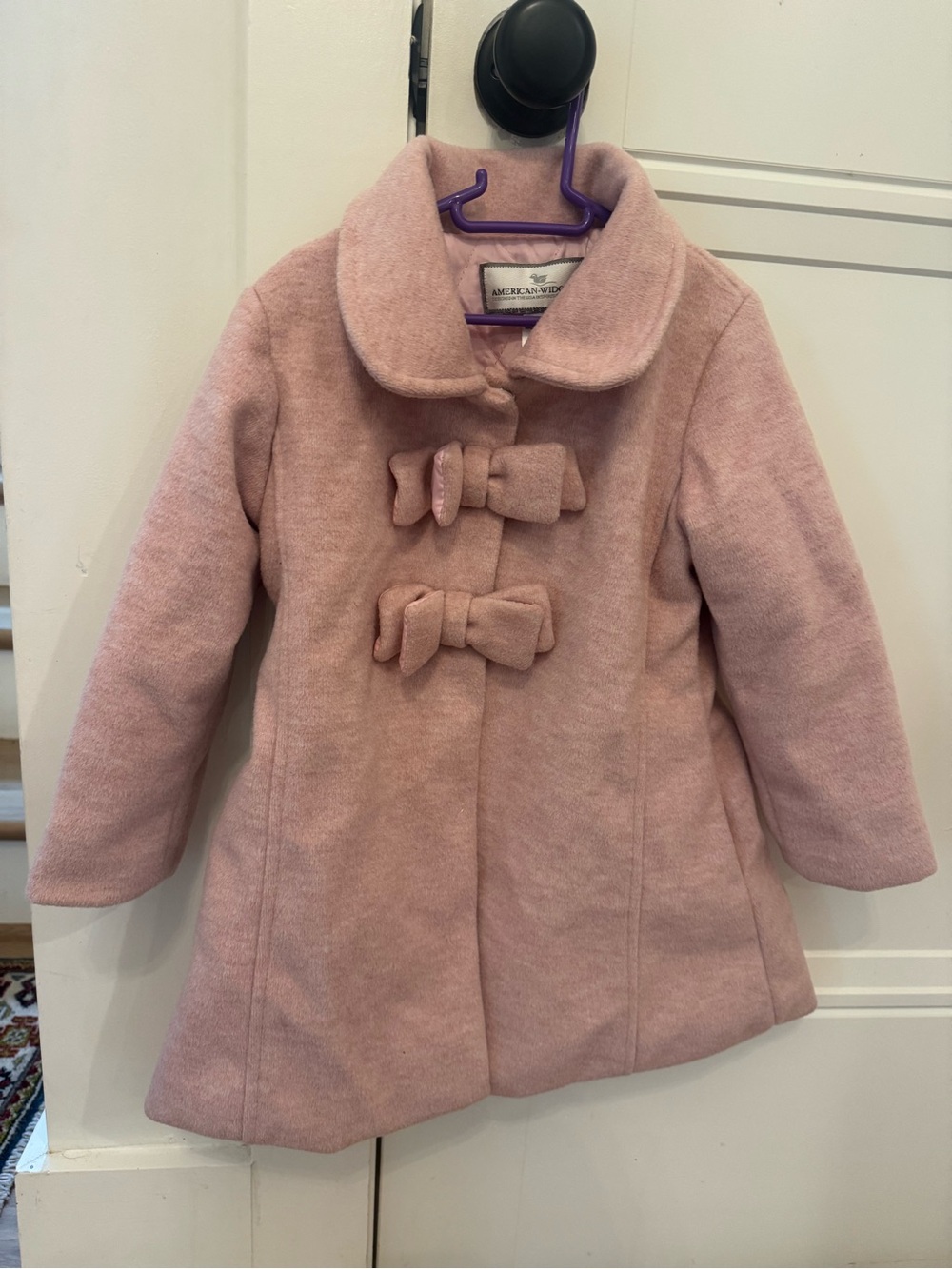 American Widgeon Girls' Pink Bow-Front Pea Coat